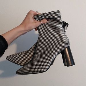 Jeffrey Campbell Houndstooth Pattern Boots NARROW